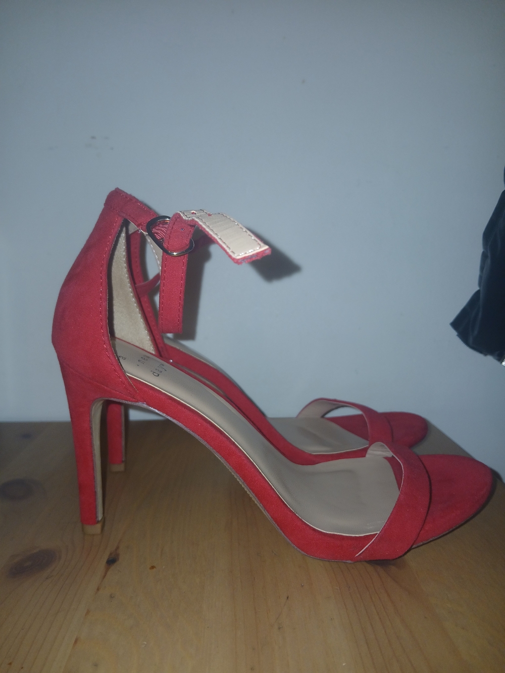 a new day Red Suede Ankle Strap Stiletto Sandals